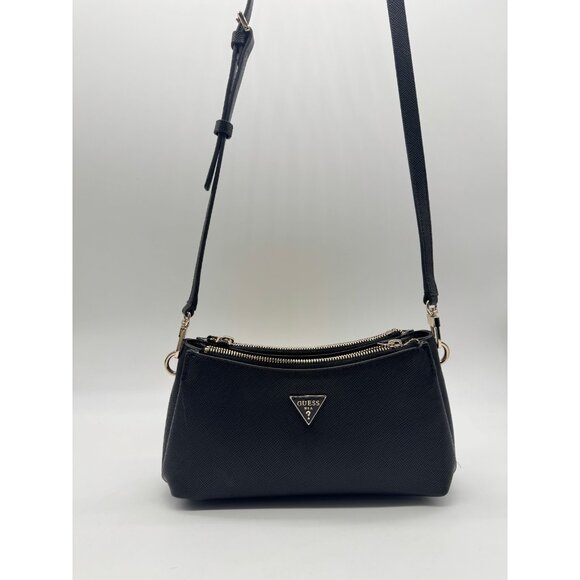 GUESS Noelle triple compartment faux-leather women's small crossbody bag - Black - Picture 2 of 12